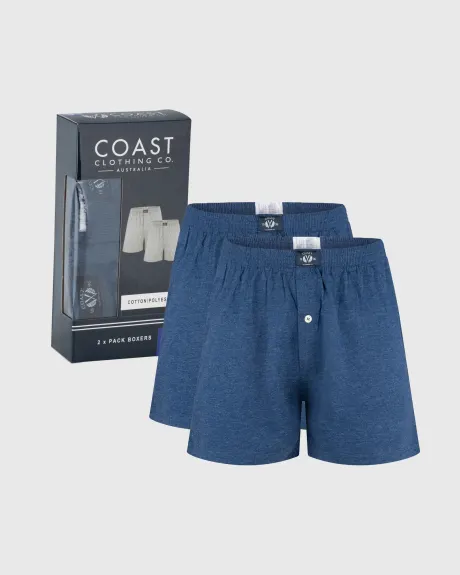 Coast Clothing Co. - Lot de 2 boxers en tricot bleu marine