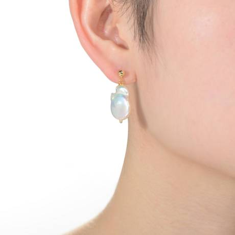 Genevive - Elegant Sterling Silver with Gold Plating and Genuine Freshwater Pearl Dangling Earrings