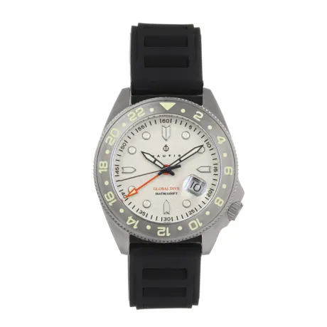 Nautis - Global Dive Rubber-Strap Watch w/Date - Navy