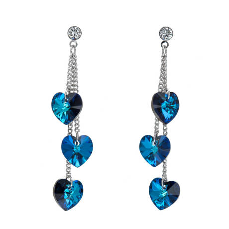 Bermuda Blue Triple Heart Drop Earrings by callura