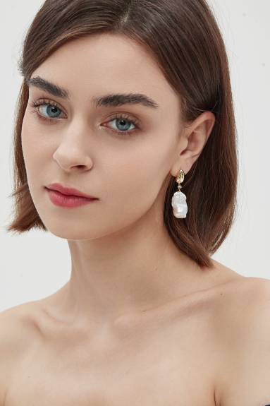 Doris - Pendants d'oreilles en perles baroques naturelles de grande taille