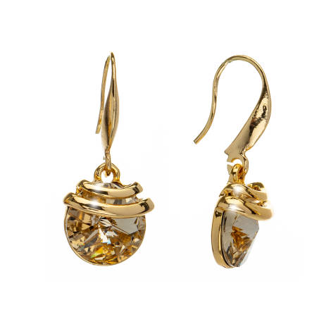 Goldtone Topaz quality Austrian crystal Spring Drop Earrings - MICALLA