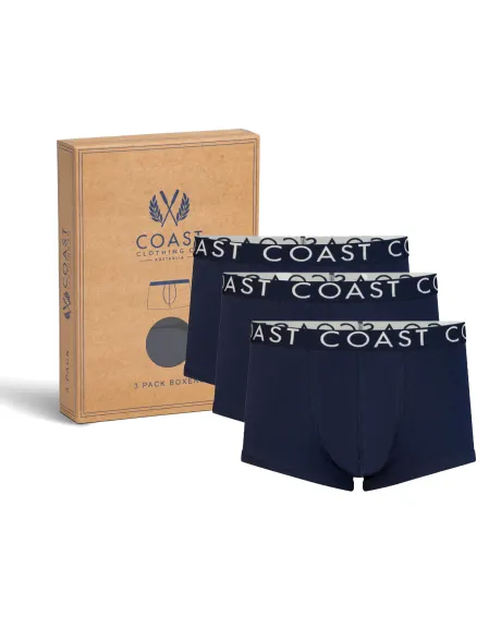 Coast Clothing Co. - Lot de 3 boxers en bleu marine