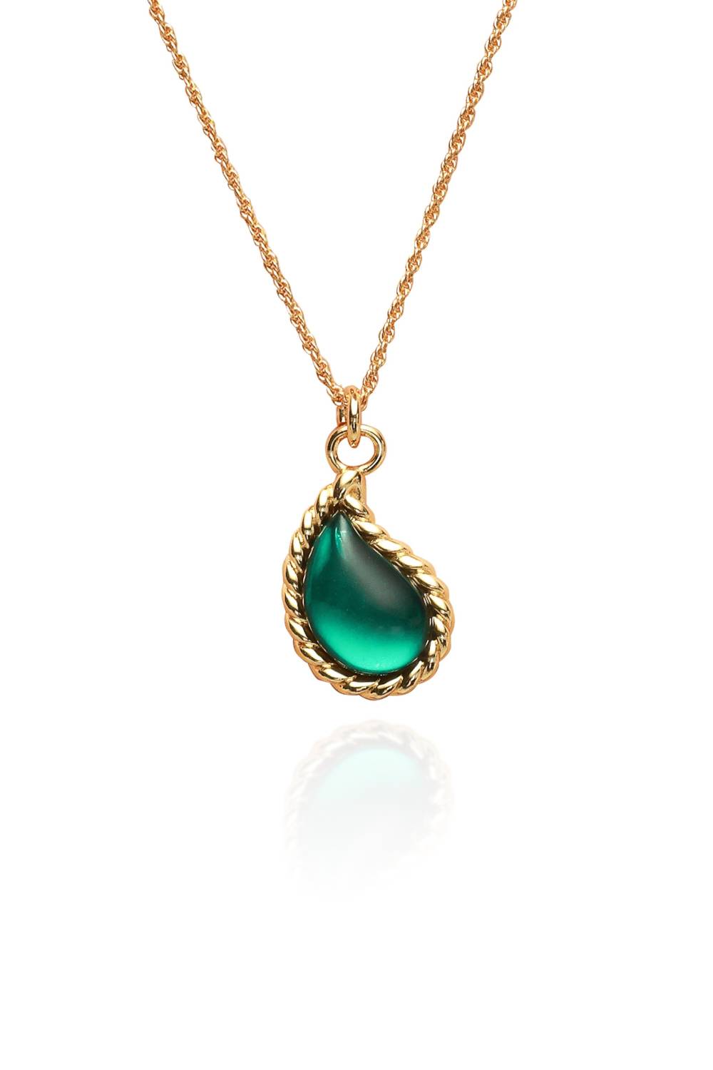 Classicharms-Drop Shape Emerald Necklace