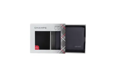 CHAMPS Black Label Leather RFID Zip-Around Wallet, Brown