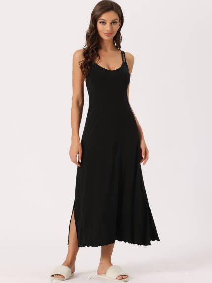 cheibear - Racer Back Full Slip Camisole Long Nightgowns