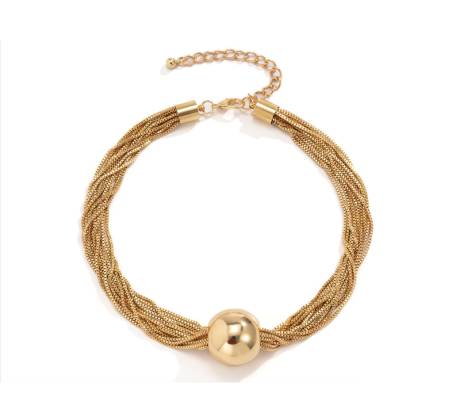 Goldtone Twisted Multi-Strand Ball Necklace- Don't AsK