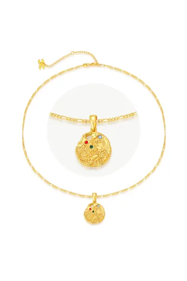Classicharms-Collier à pendentifs en or sculpté du signe du zodiaque