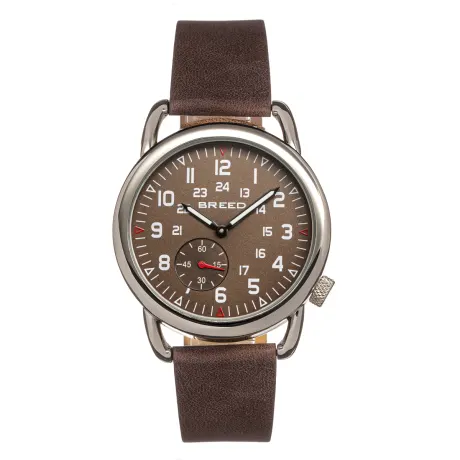 Breed - Regulator Leather-Band Watch w/Second Sub-dial - Brown/Black