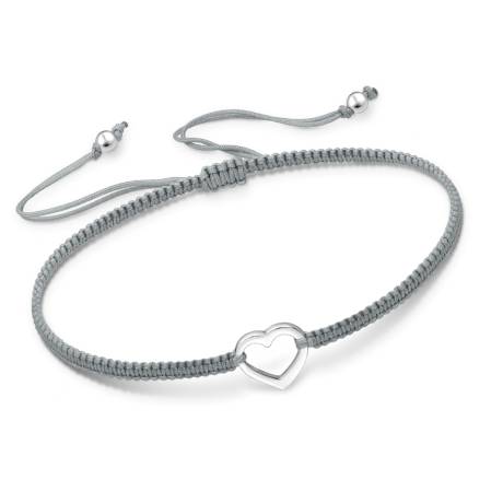Grey Adjustable Bracelet with Sterling Silver Heart by Ag Sterling