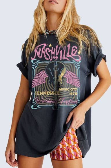 Tee-shirt graphique surdimensionné Nashville Tennessee