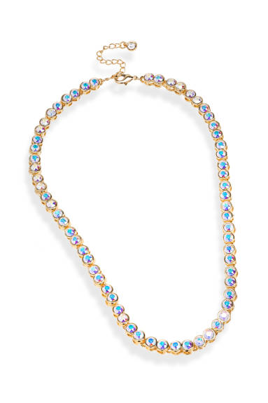 Timeless Goldtone Tennis Necklace in Aurora Borealis - callura