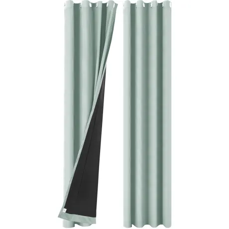 PiccoCasa- 100% Blackout Waterproof Grommet Curtains with Black Liner, 2 Panels Set 52 x 108 Inch