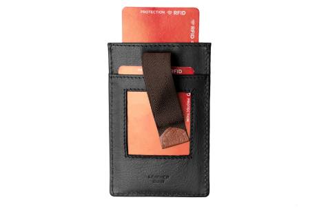 Portefeuille minimaliste CHAMPS en cuir avec Smart Tap et RFID