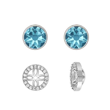 Boucles d'oreilles aigue-marine 2-en-1 Crystal Halo Stud Earrings made with Quality Austrian Crystals
