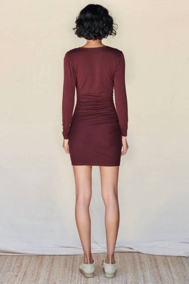 Sundry - Ruched Long Sleeve Mini Dress
