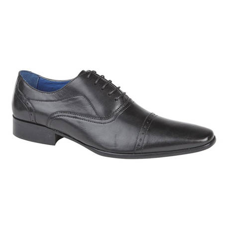 Roamers - Mens 4 Eyelet Punched Cap Leather Oxford Shoes