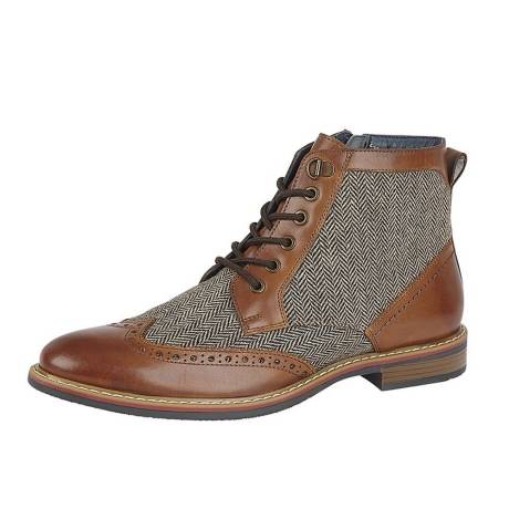 Roamers - Mens Herringbone Leather Ankle Boots