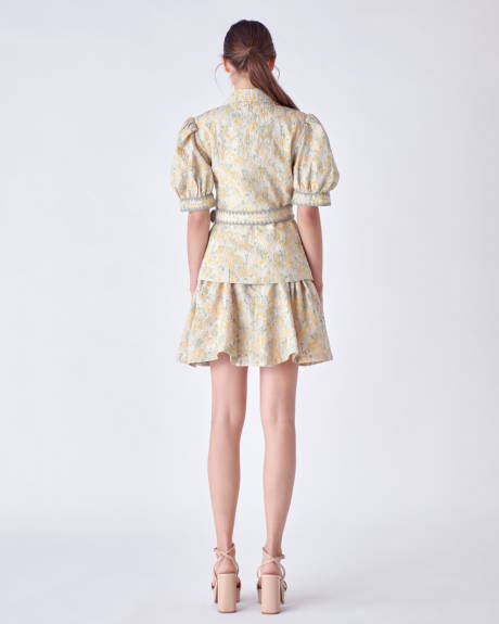 English Factory- Embroidered Linen Belted Short Sleeve Jacket