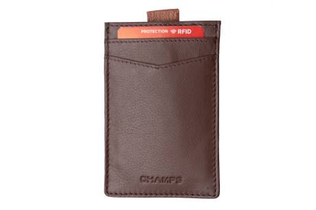 Portefeuille minimaliste CHAMPS en cuir avec Smart Tap et RFID