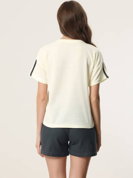 cheibear - Short Sleeve Cute Print Pajama Sets