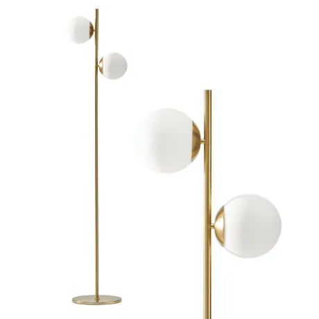 Sphere Led Modern Tree Floor Lamp With 2 Frosted Glass Globe