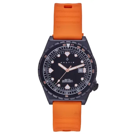 Nautis - Montre bracelet Baltic avec date - Noir/Orange