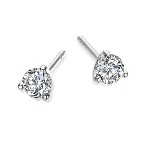 Genevive Sterling Silver 18k Rose Gold Plated with Martini Setting Clear Cubic Zirconia Solitaire 4mm Stud Earrings