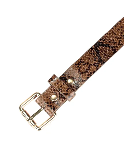 Allegra K- Skinny Pin Buckle Faux Leather Waist Belt