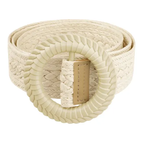 Allegra K- Round Buckle Woven Belt Boho Vintage Style