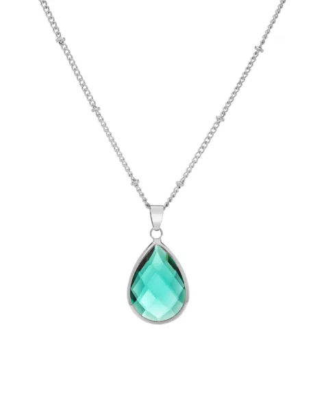 Goldtone May Emerald Birthstone Teardrop Necklace - Don't AsK