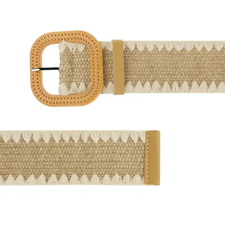 Allegra K- Straw Woven Elastic Stretch Wide Belt Boho Braid