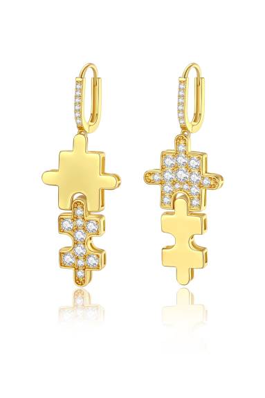 Classicharms-Jigsaw Puzzle Drop Earrings