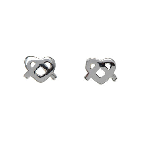 Ag Sterling - Sterling Silver Dainty Heart Knot Stud Earrings