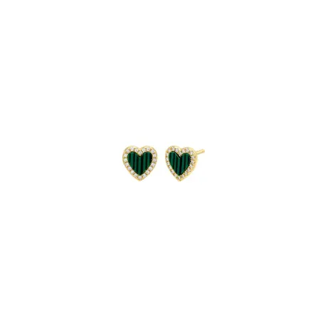 By Adina Eden -COLORED STONE PAVE STUD EARRING - MALACHITE
