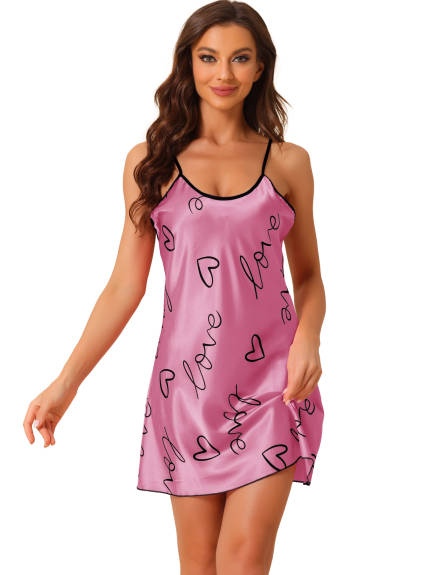 cheibear - Heart Print Lounge Mini Nightgowns