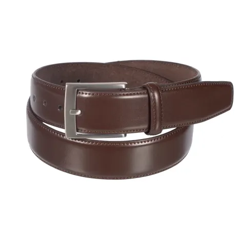 Club Rochelier Men's Leather Belt with Brushed Nickel Hardware