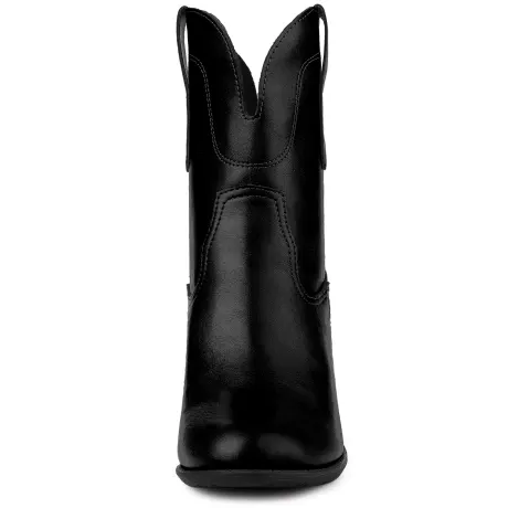 Allegra K - Mid Calf Round Toe Slip-on Cowboy Boots