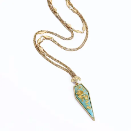 Gold Flake Turquoise Spike Pendant Necklace - Don't AsK