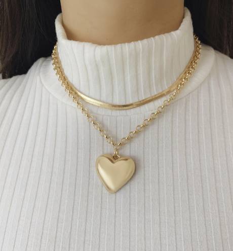 Goldtone Layered Heart Pendant Necklace- Don't AsK