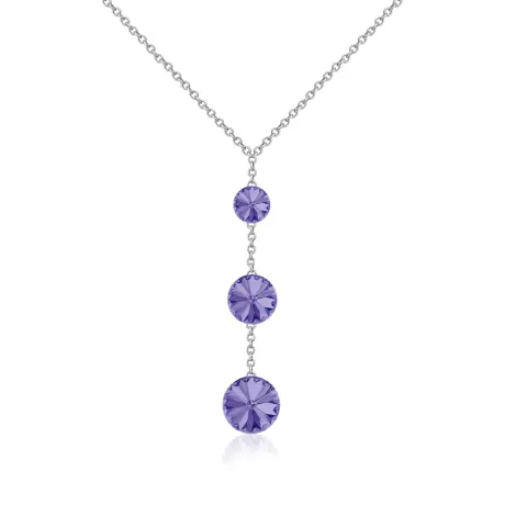 Silvertone Tanzanite Crystals Graduated Necklace made with Quality Austrian Crystals - MICALLA