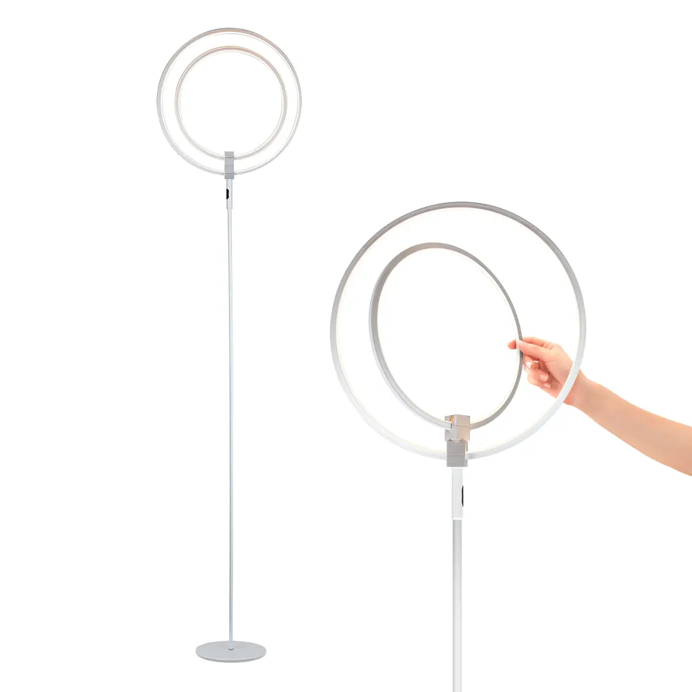 Eclipse Led Torchiere Floor Lamp With Adjustable Rings
