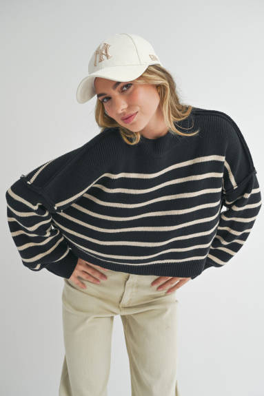 Evercado - Stripe Mock Neck Sweater