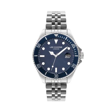 LEE COOPER-Men's Silver 43mm  watch w/Blue Dial
