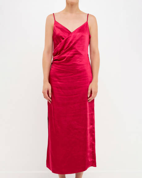 endless rose - Satin Wrap Midi Dress