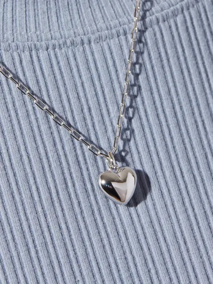 Ana Luisa - Puffed Heart Necklace - Lev Silver