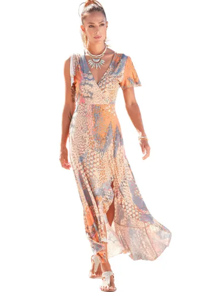 Lascana-Printed Side Slit Maxi Dress