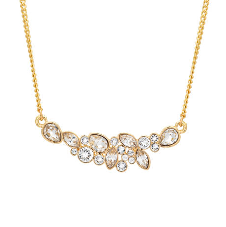 Goldtone Clear Crystal Clustered Pendant Necklace made with Quality Austrian Crystals - MICALLA