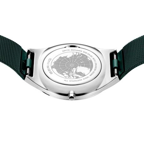 BERING - 31mm Men's Classic Stainless Steel Watch In Silver/Dark Green