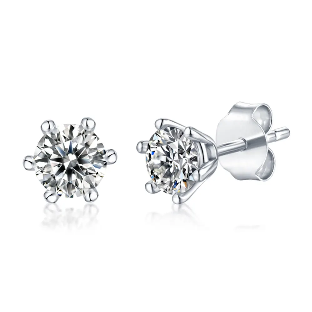 Stella Valentino Sterling Silver with 0.50ctw Lab Created Moissanite Round Solitaire Stud Earrings